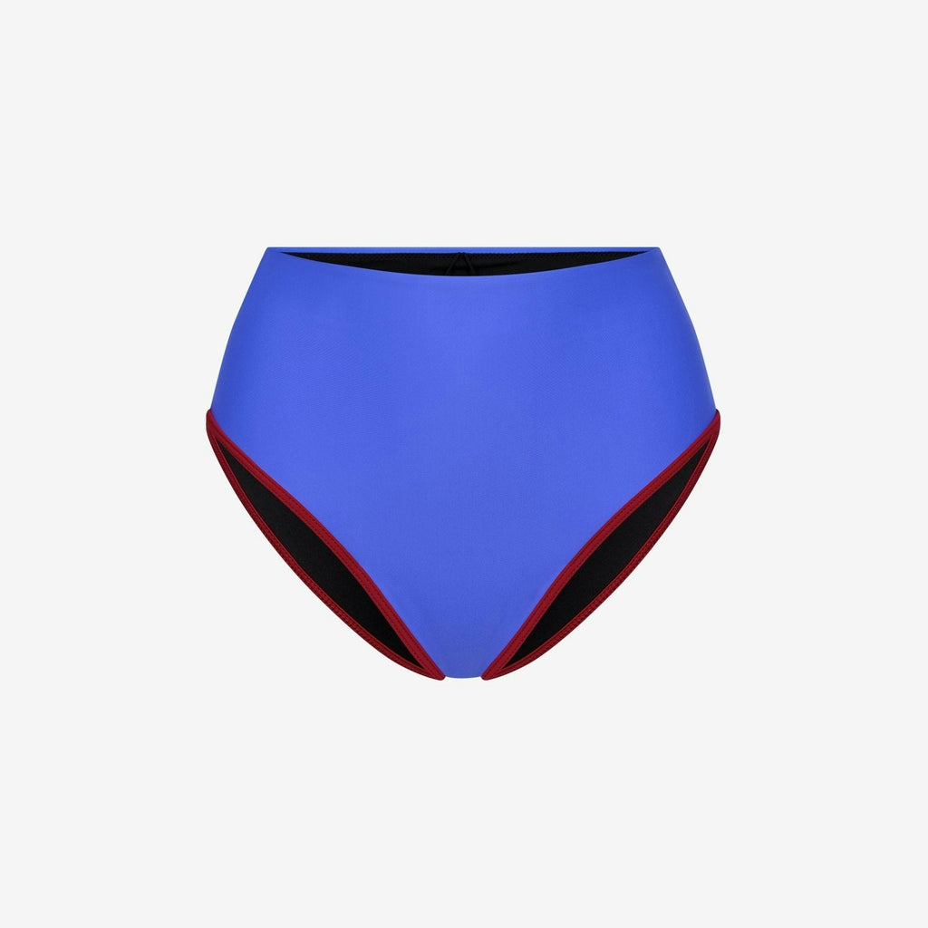 Bikini Bottom High Waist ― Blue / Dark Red