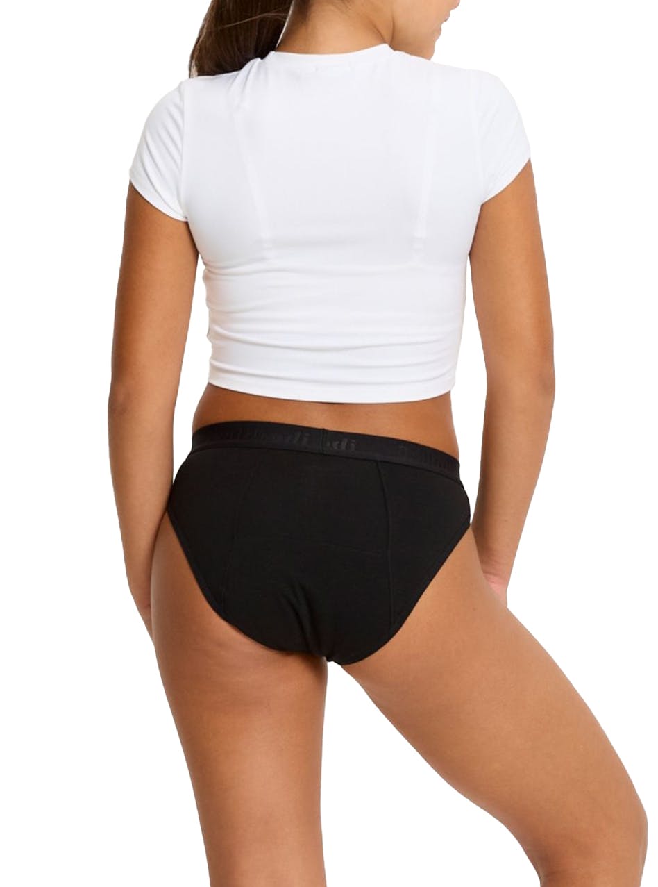 Teen Hipster Period Underwear Bikini Moderate Absorbency 3 Pack Black