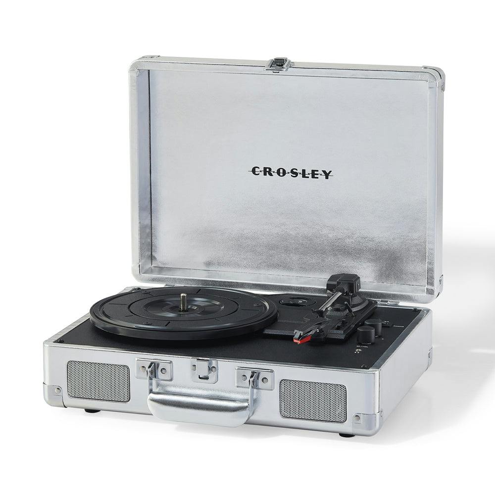 Crosley Cruiser Bluetooth Portable Turntable - Silver + Bundled Crosley Record Storage Crate