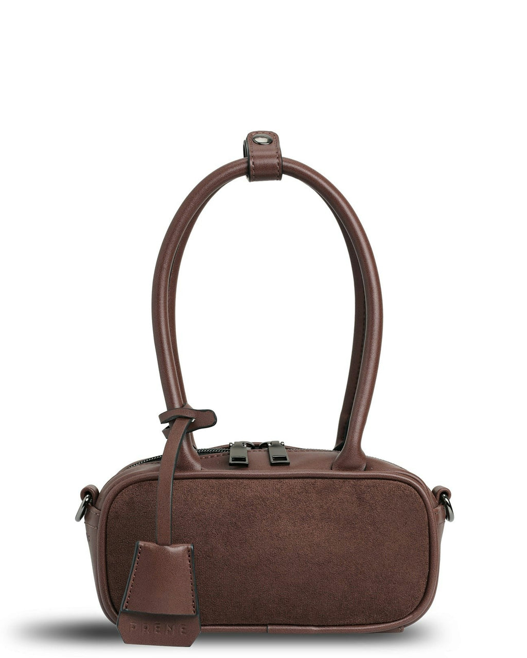 The Hallie Bag (CHOCOLATE SUEDE) Neoprene Mini Crossbody Bag