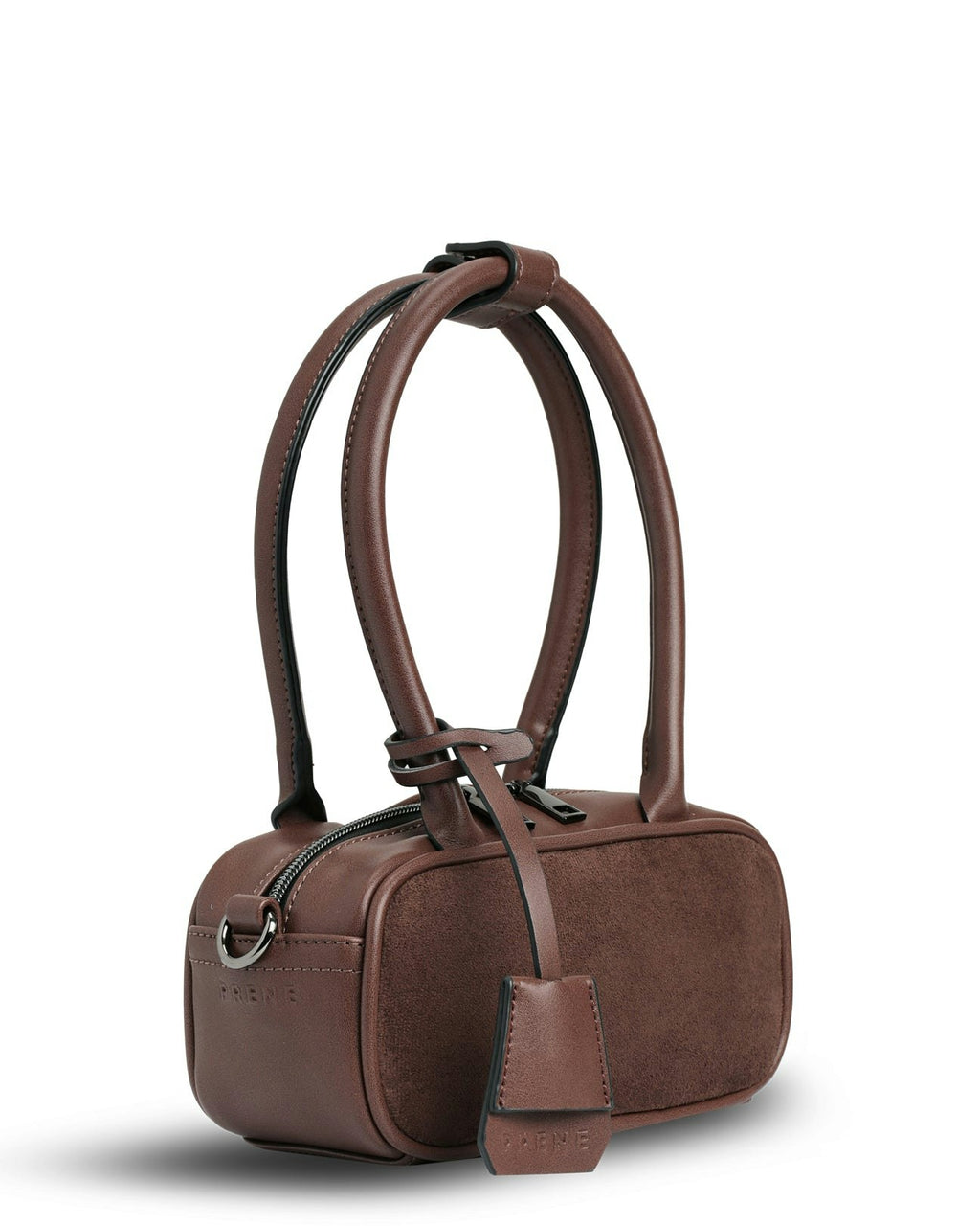 Prene | The Hallie Bag (CHOCOLATE SUEDE) Neoprene Mini Crossbody Bag