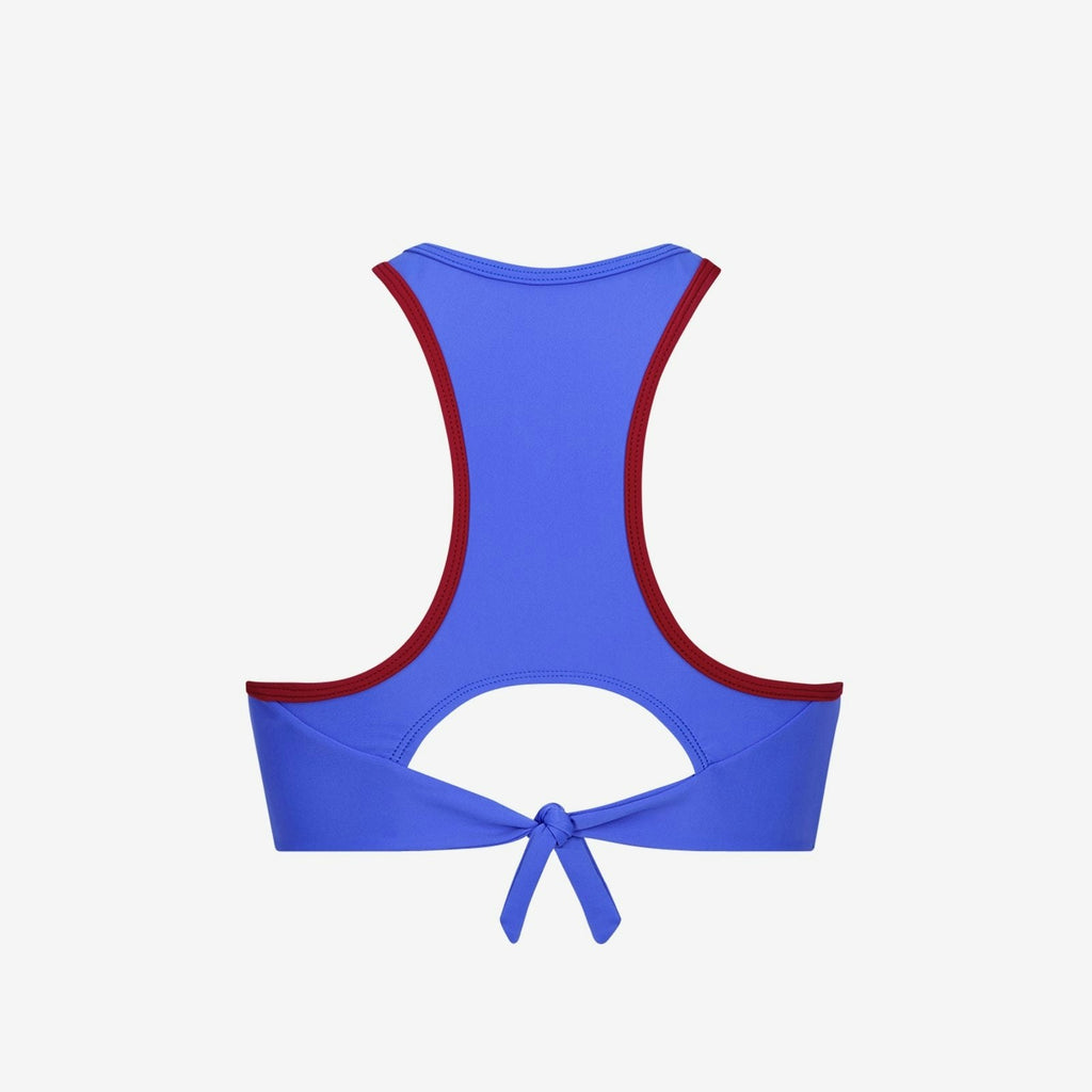 Bikini Top Racerfront Tie ― Blue / Dark Red