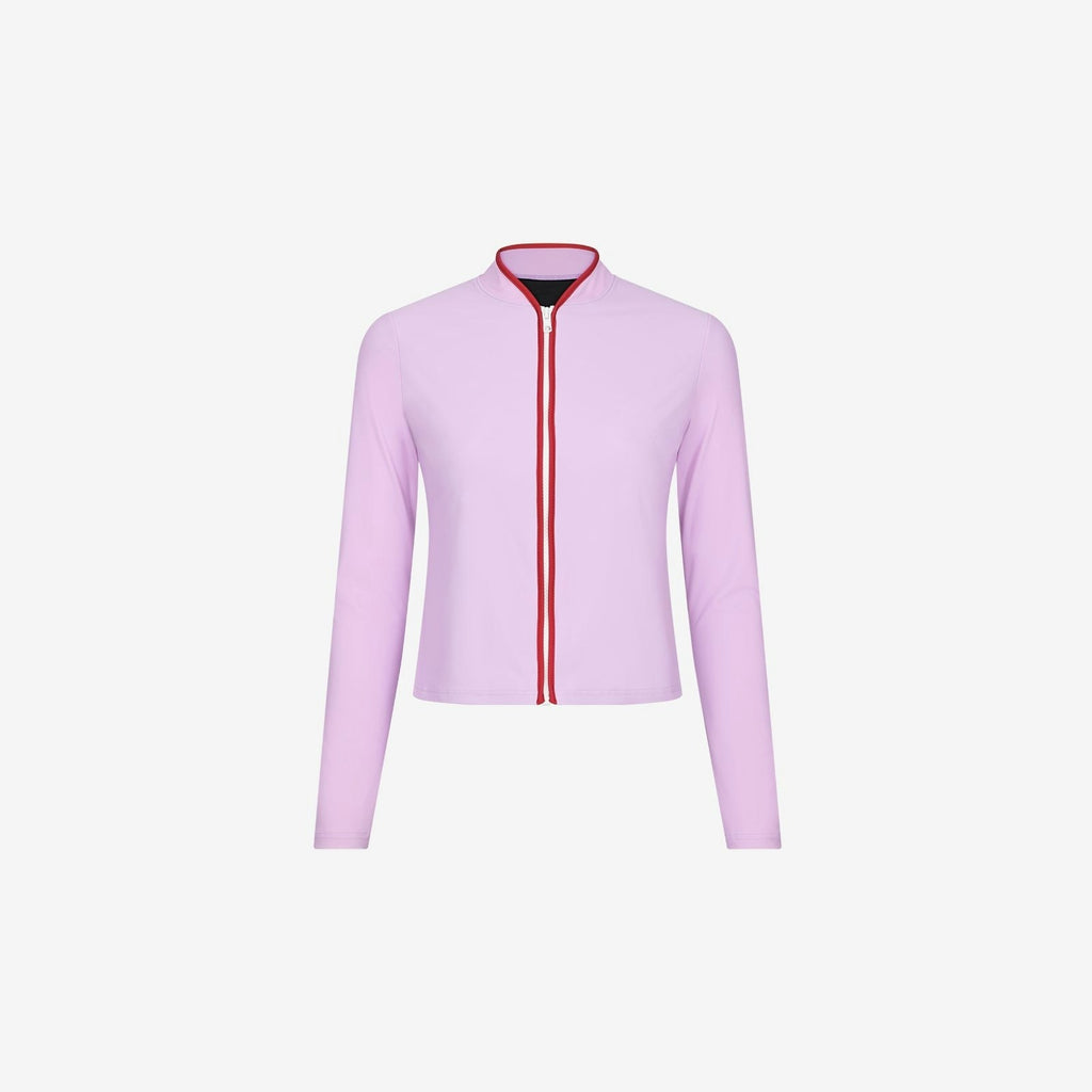 Rash Guard With Zip ― Lilac / Red