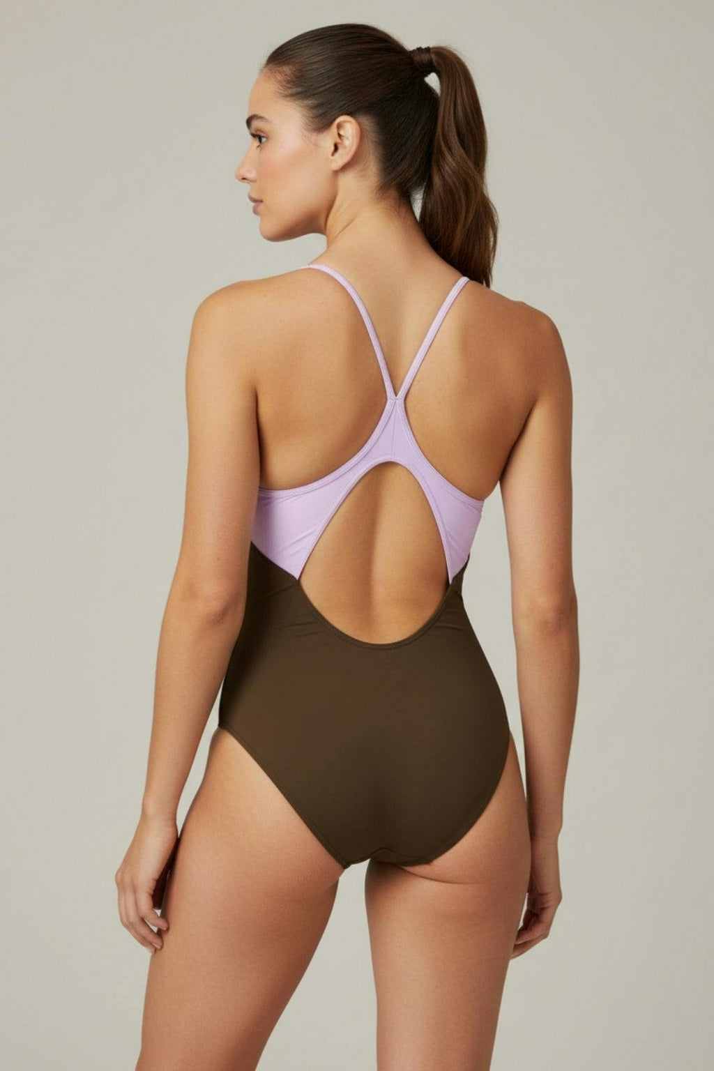 Liberty Racerback Swimsuit ― Coffee / Lilac