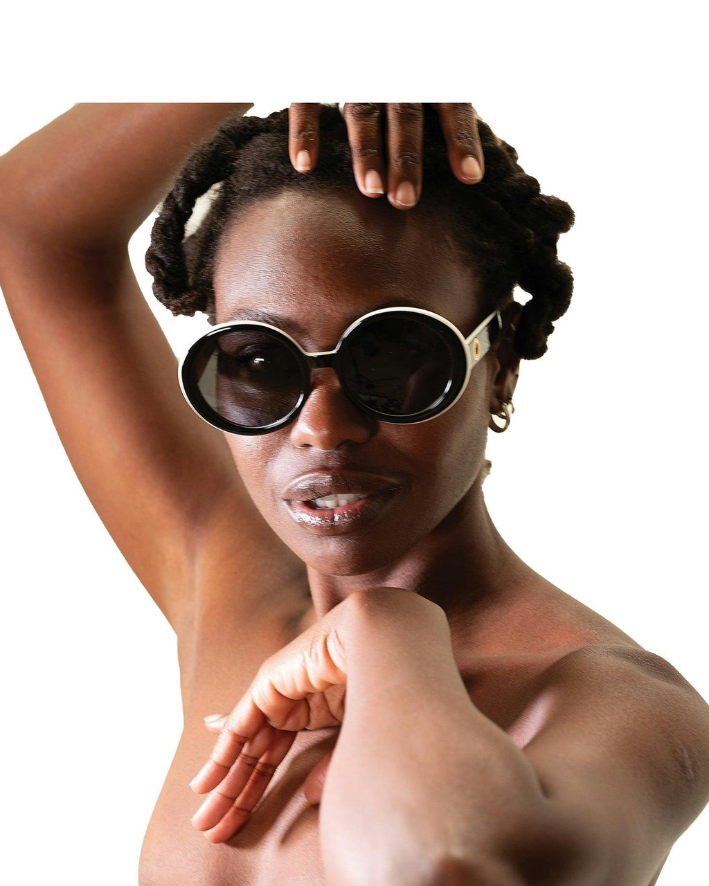 THE ORBIT - Black on White Sunglasses | Grey Polarised Lenses