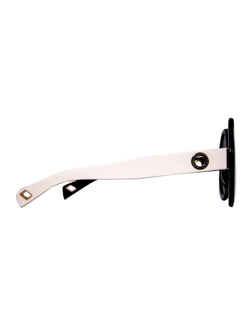 THE ORBIT - White on Black Sunglasses | Black Polarised Lenses