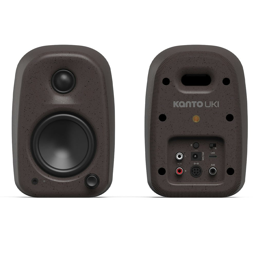 Kanto UKI 100W Desktop Speakers with Bluetooth, USB-C, Headphone out, Pumice (Speckled Brown), Pair