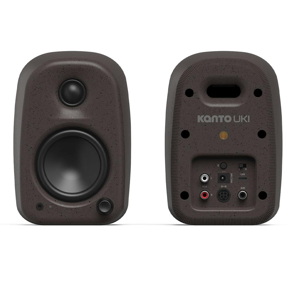 Kanto UKI 100W Desktop Speakers with Bluetooth, USB-C, Headphone out, Pumice (Speckled Brown), Pair