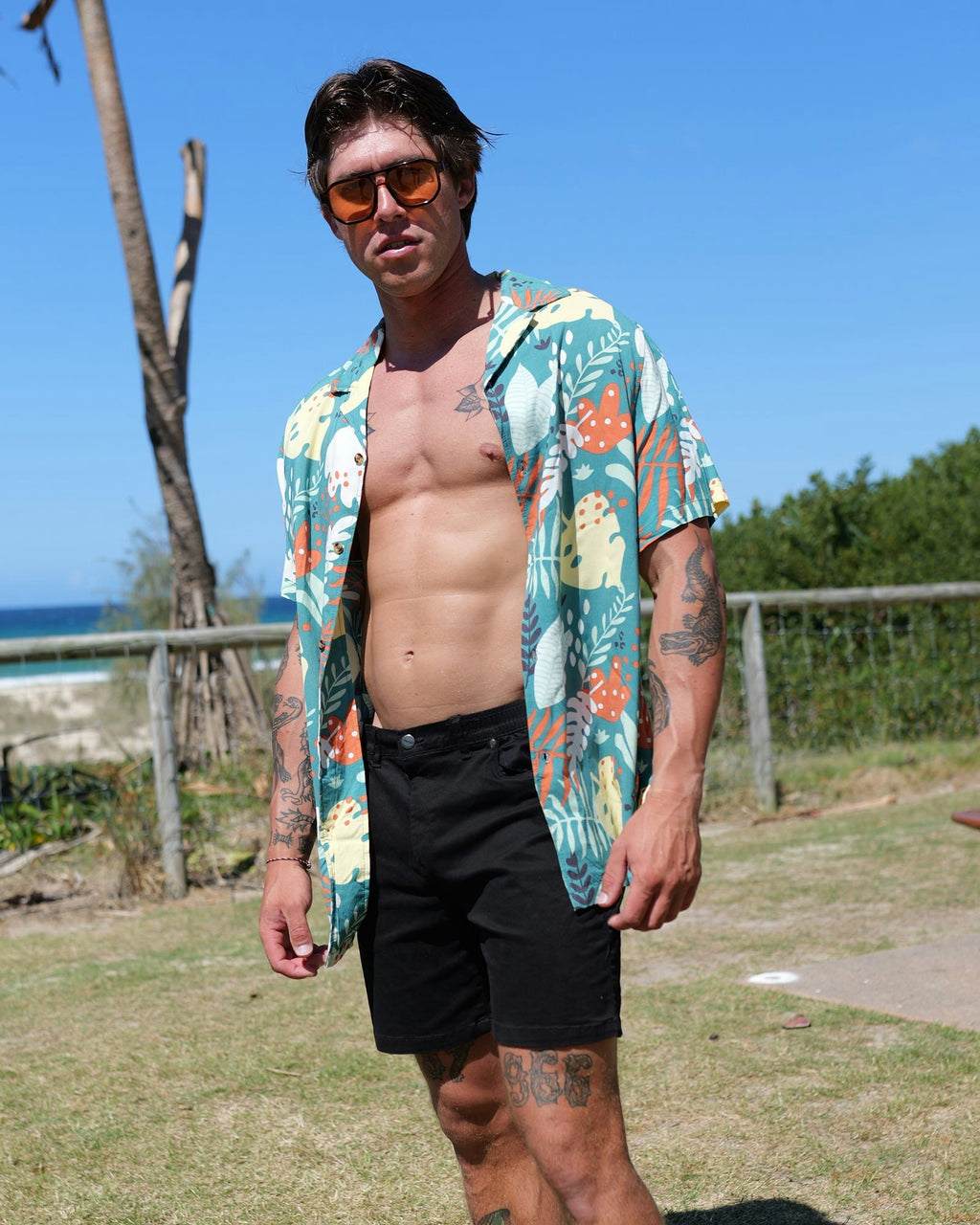 Abstract Leaf Rayon Shirt