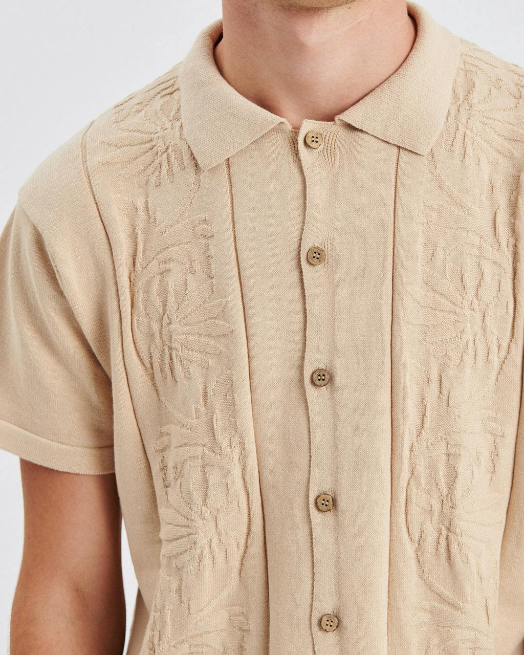 Access Knit Shirt - Oatmeal