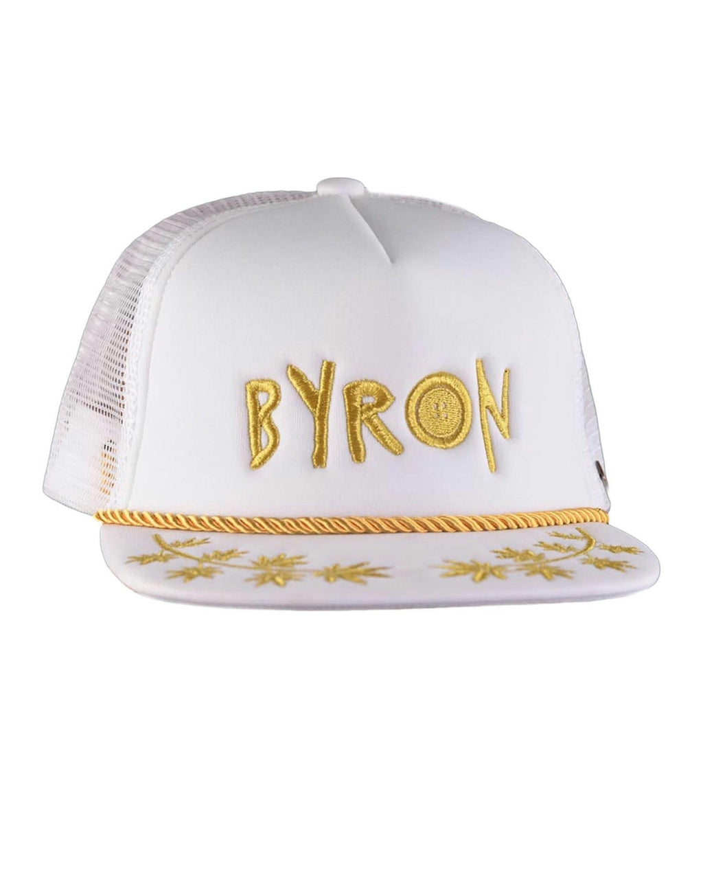 Byron Trucker Cap – White with Gold Embroidery