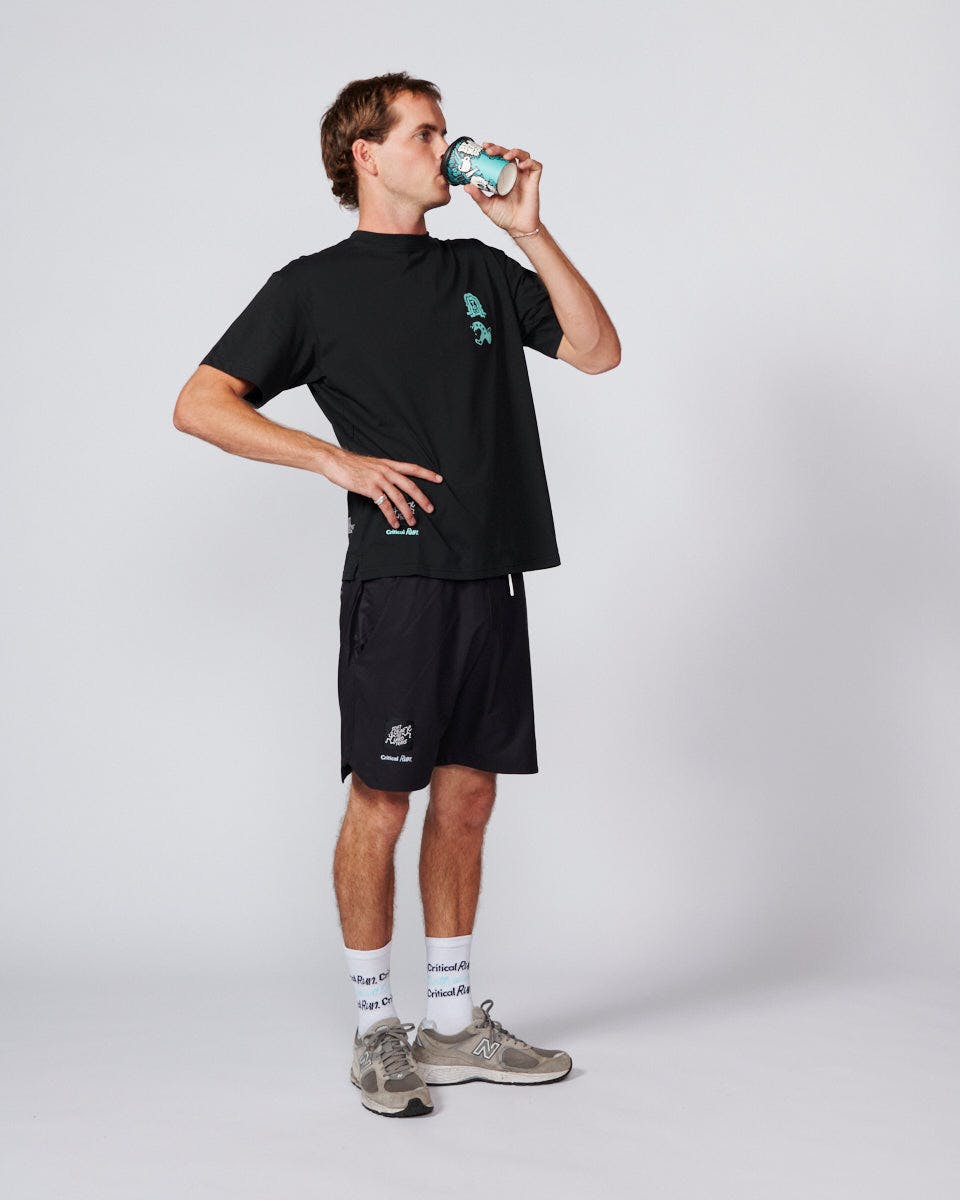 The Stacked Run Tee - Vintage Black