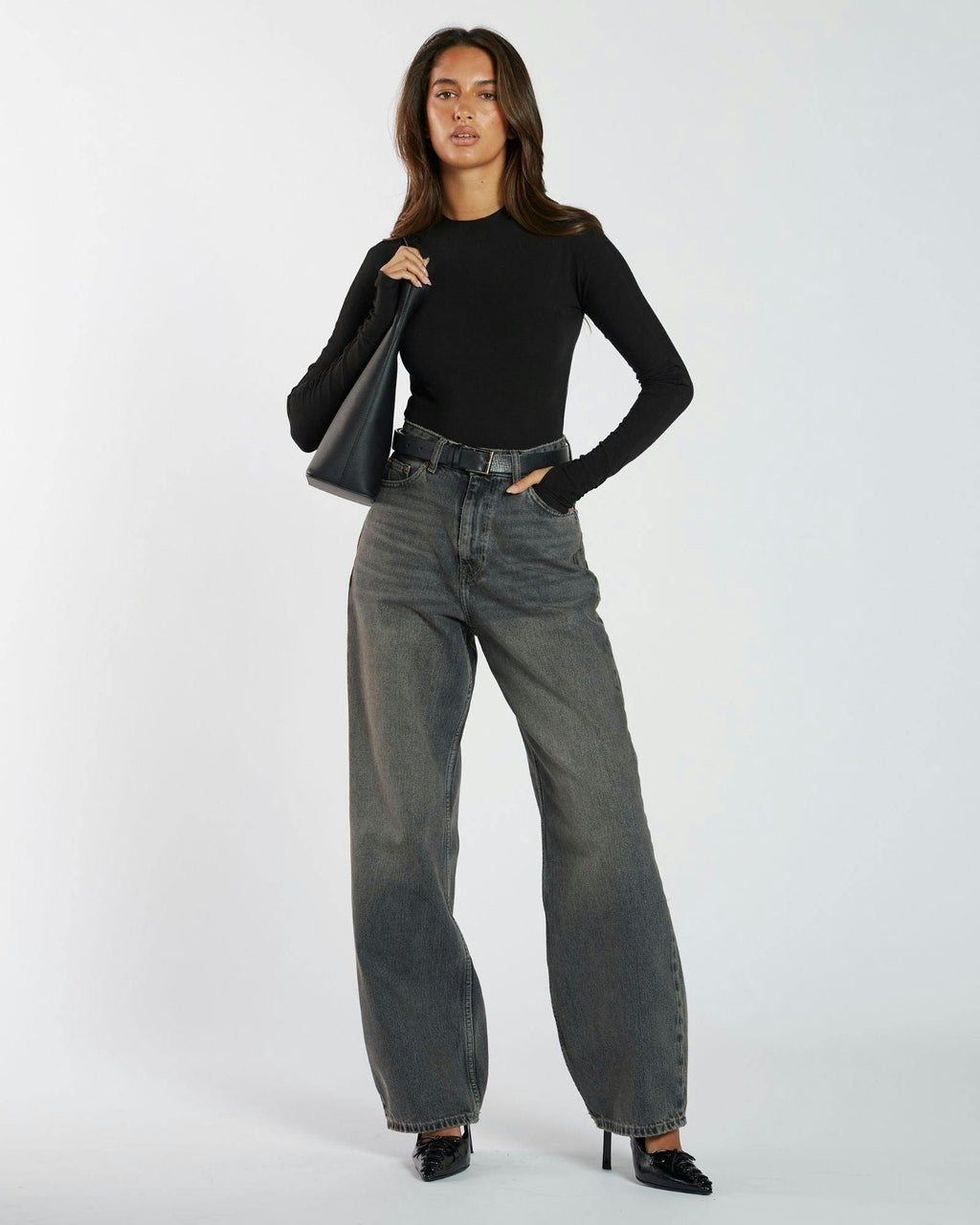 Donna High Relaxed Jeans - Mid Grey Used