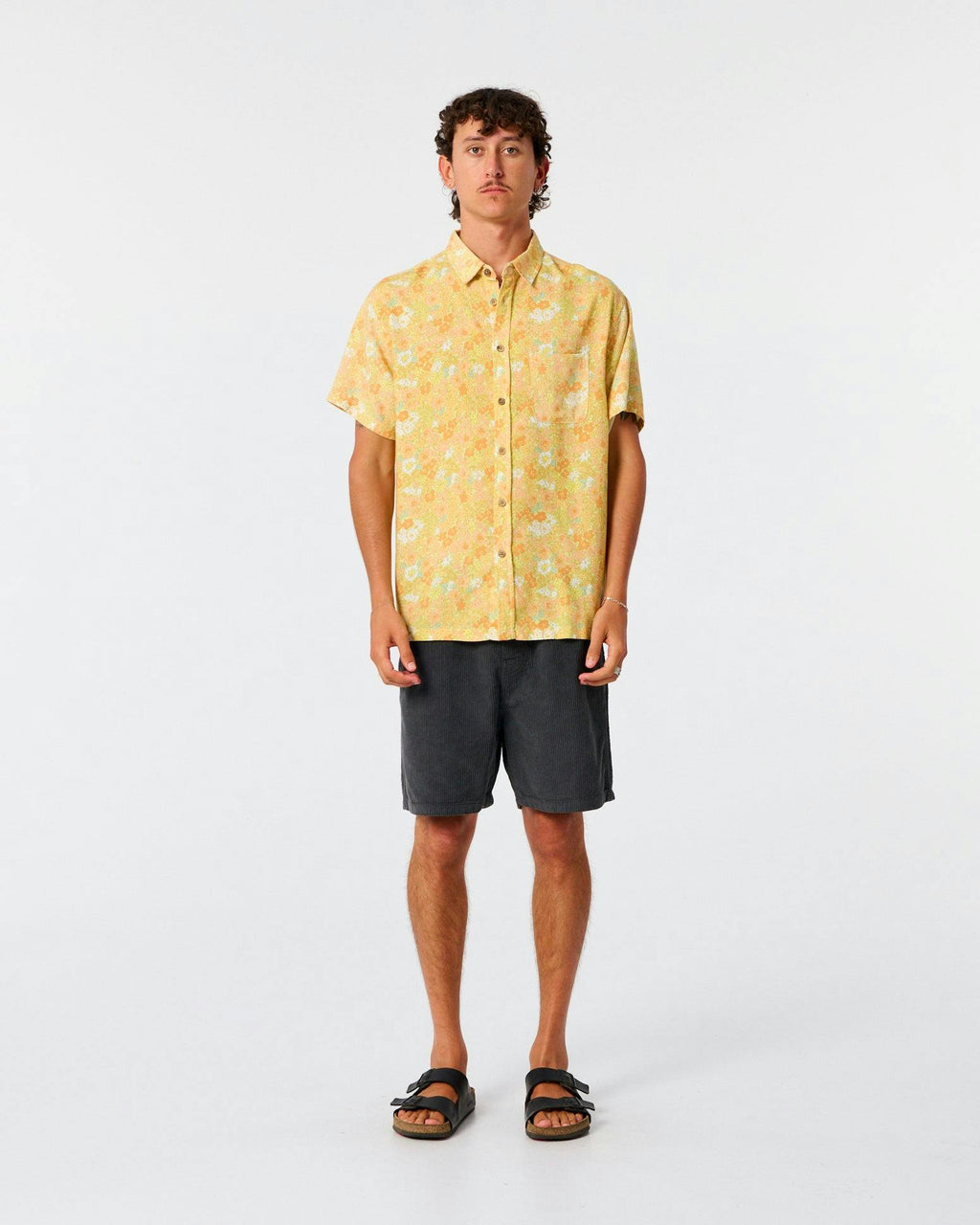 Hazed Floral Linen Shirt - Sunflower