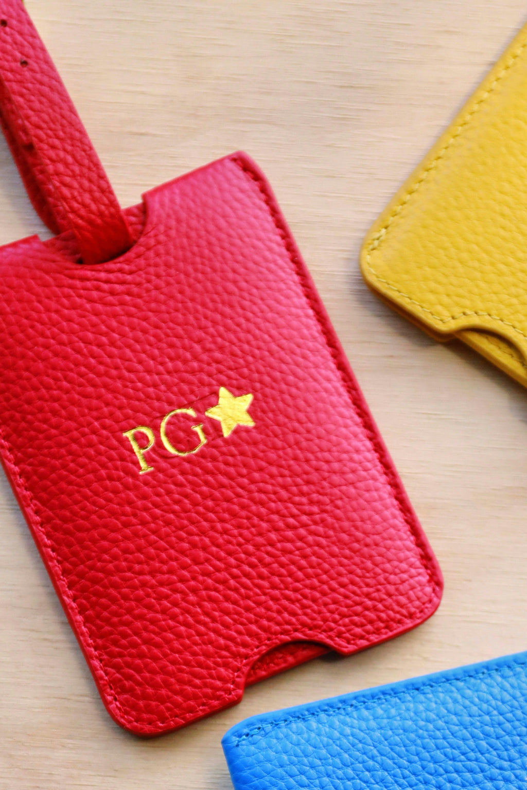 Leather Luggage Tag | Red Gold