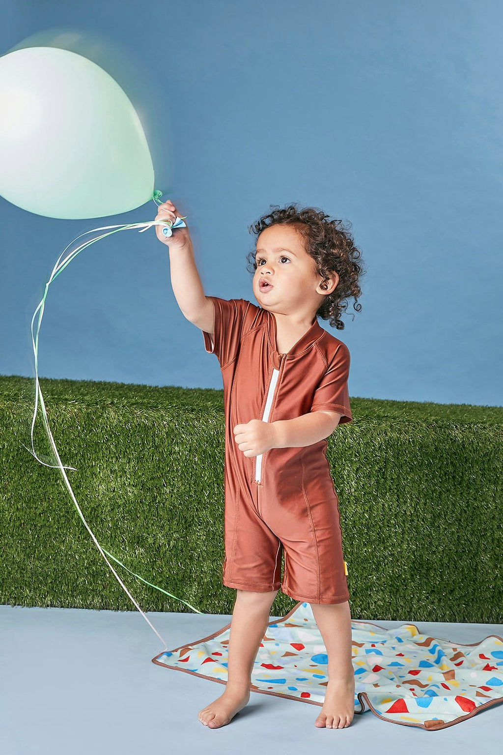 Tyoub Kids Short Sleeve Explorer Sunsuit Tortoise Brown