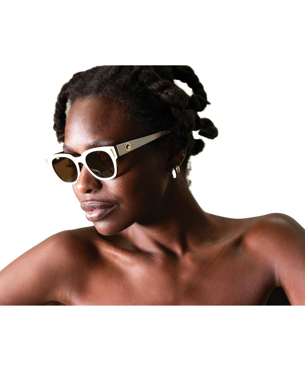 THE NYX - White on Black Sunglasses | Black Polarised Lenses