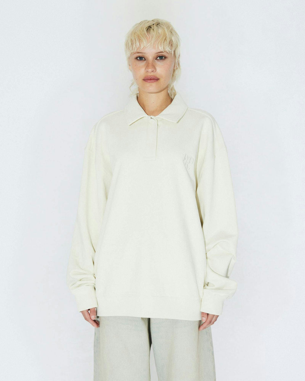 Brady Collar Sweat - Ecru Mono