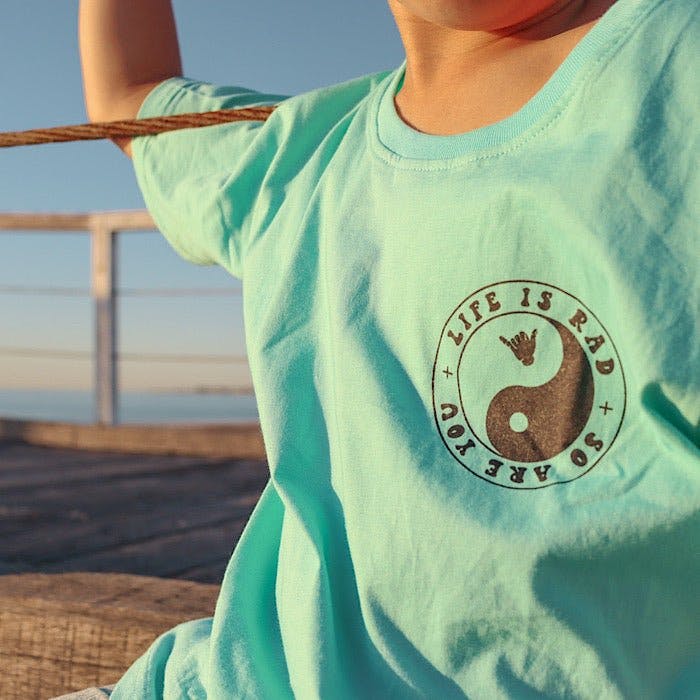 Life Is Rad- Kids Organic Surf Tee (Aruba Blue)