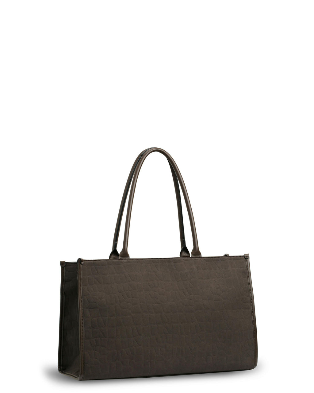 Prene | Compact: The Era Bag (CHOCOLATE SUEDE) Croc Embossed Tote Bag