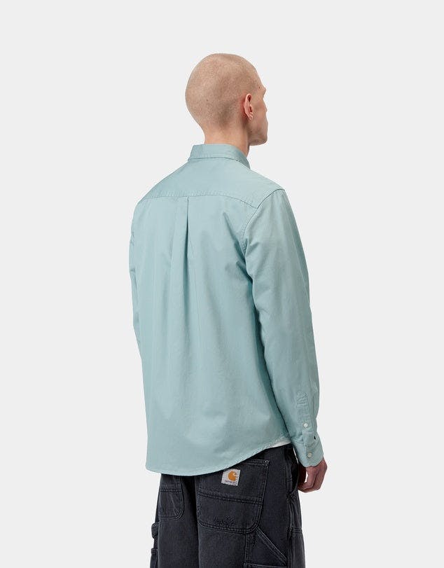 Carhartt WIP Long Sleeve Madison Shirt in Tourmaline / White