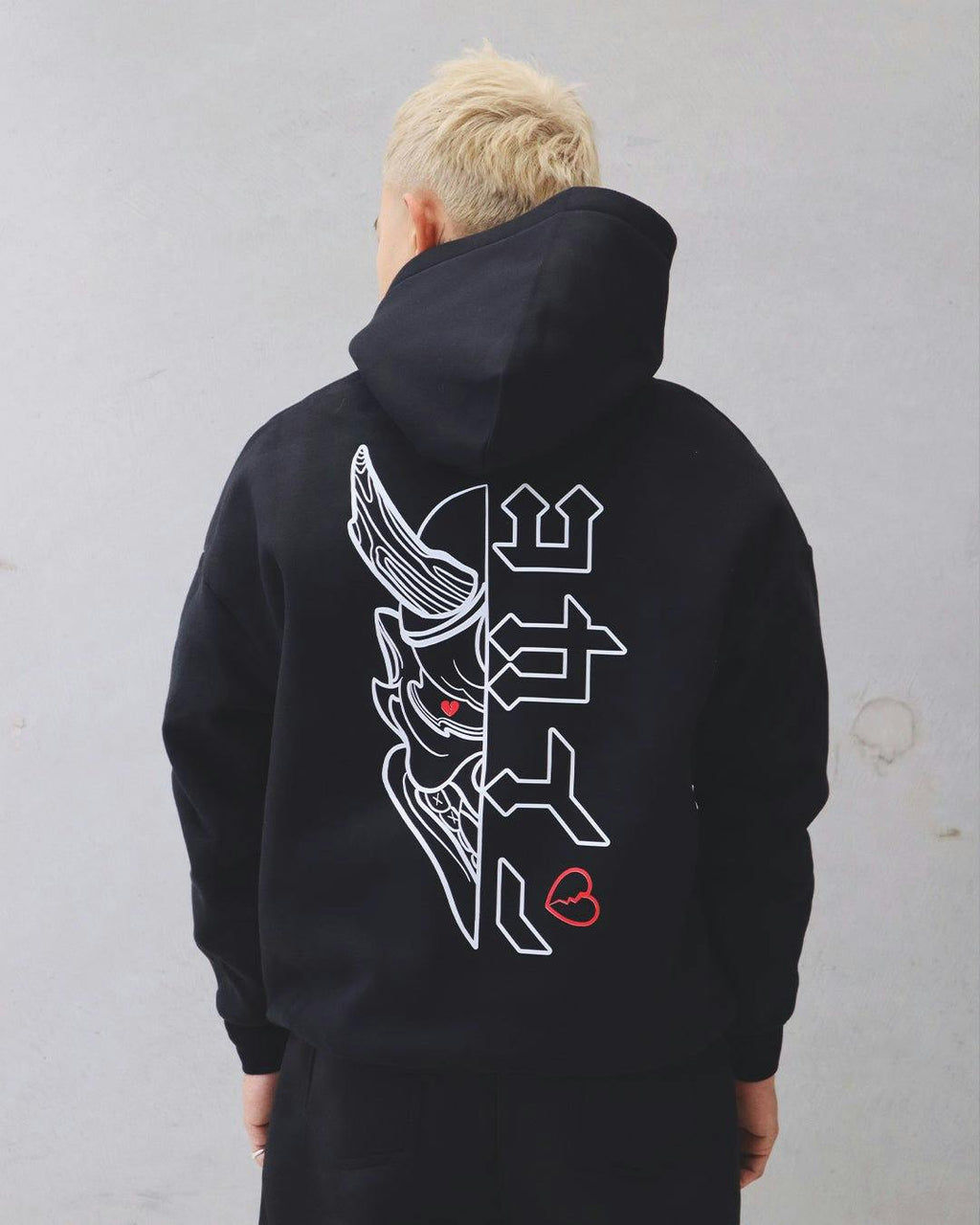 "Hanbun Hannya" Hoodie // BLACK