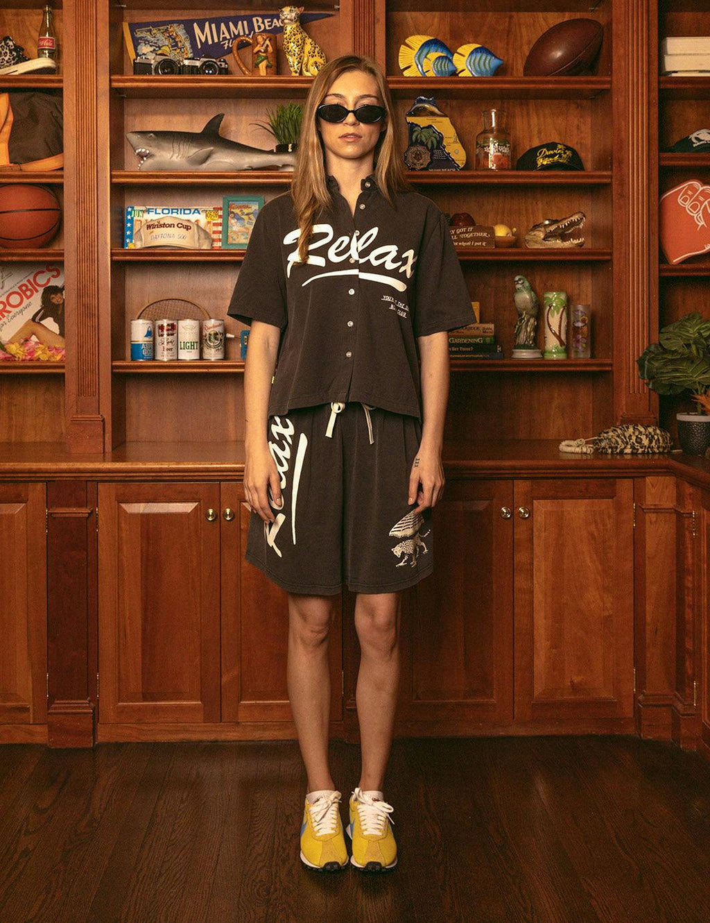 Relax Cotton Crop Buttonup - Black