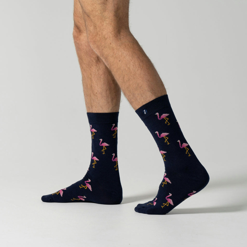 Navy Tropical Flamingos