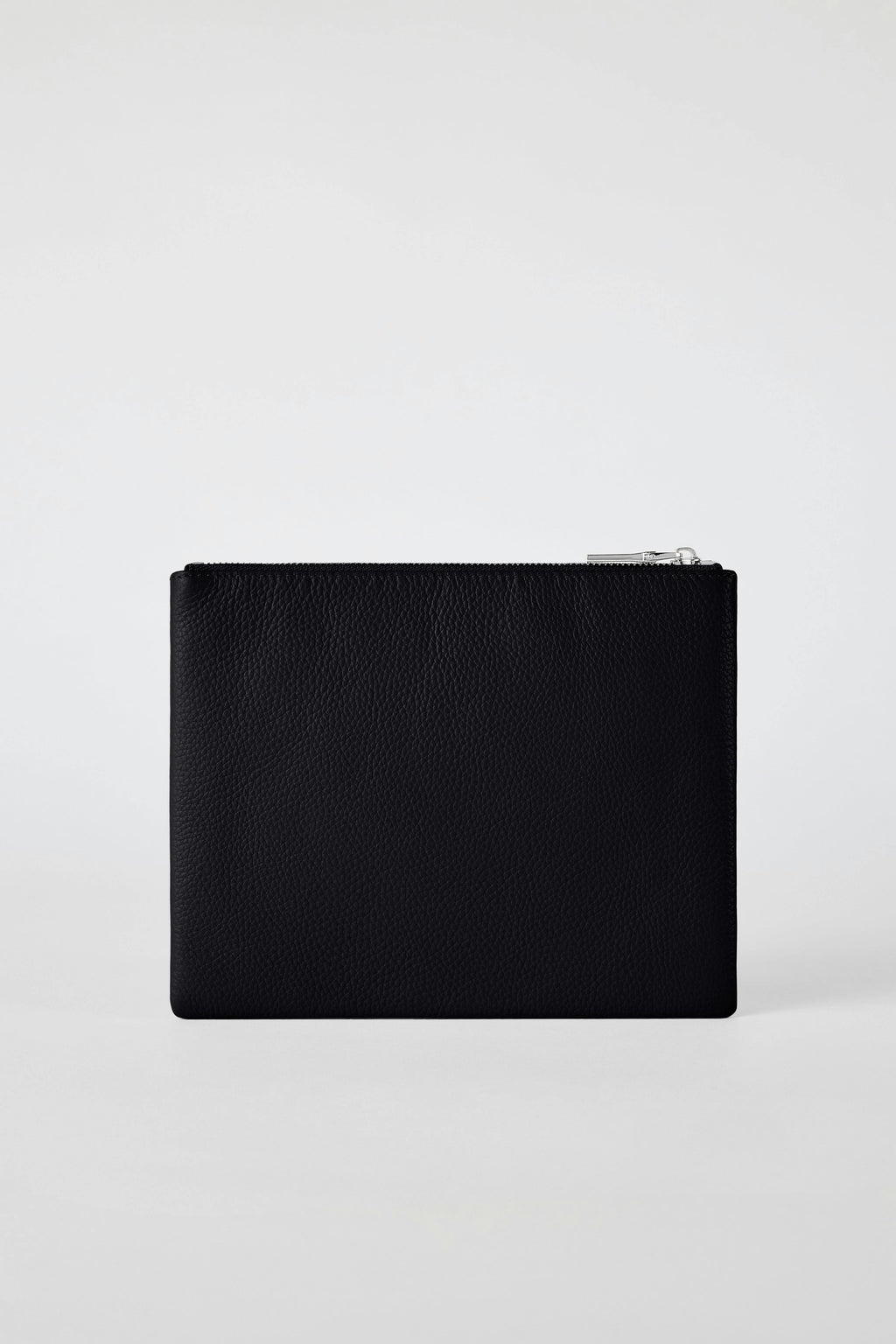 Classic Leather Clutch | Black Silver