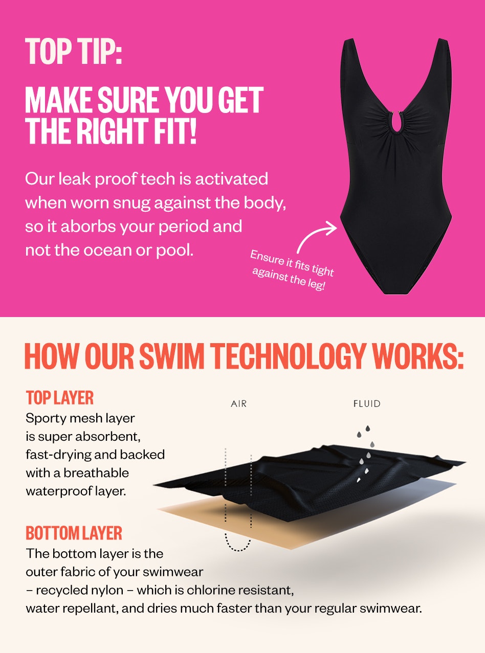 Teen Period Swimwear Racerback One Piece Super Absorbency Black