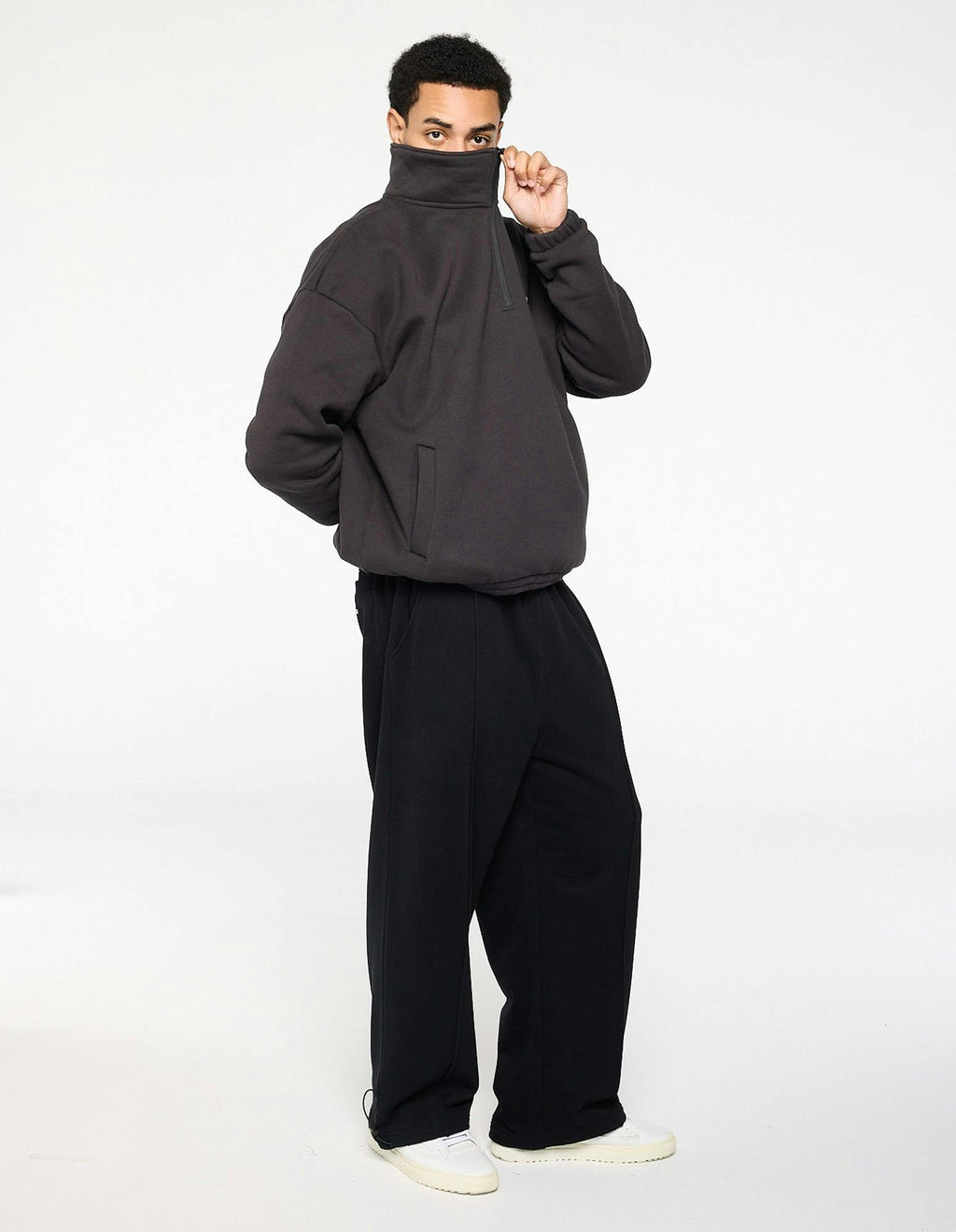 Quarter Zip Jumper - Charcoal