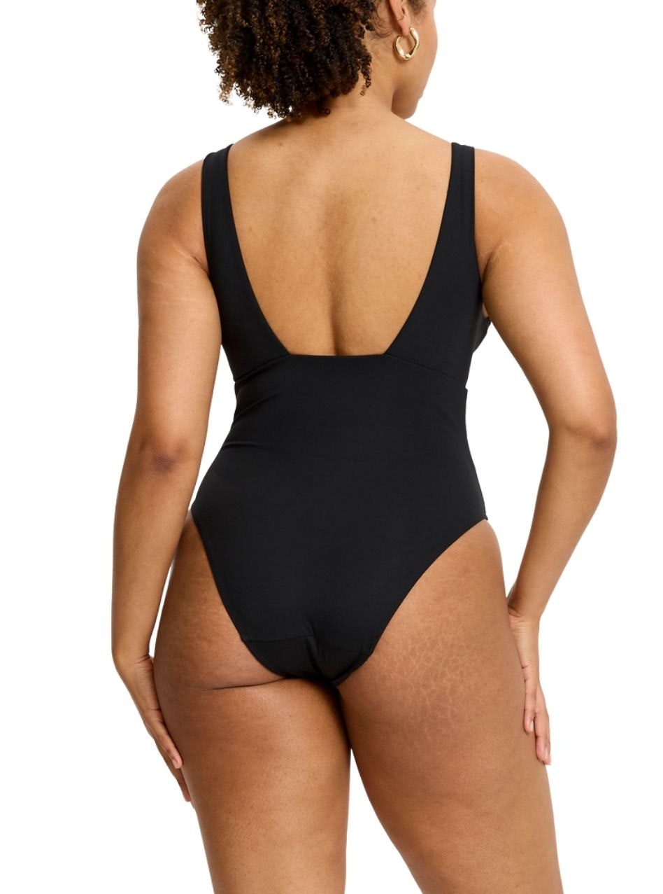 Swimwear V Plunge One Piece Light Absorbency Black
