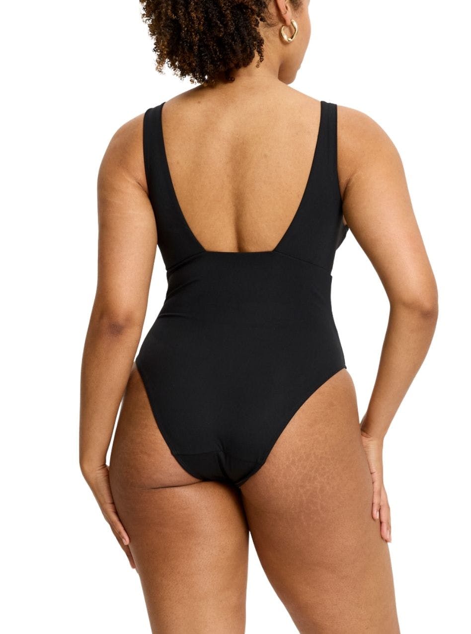 Swimwear V Plunge One Piece Light Absorbency Black