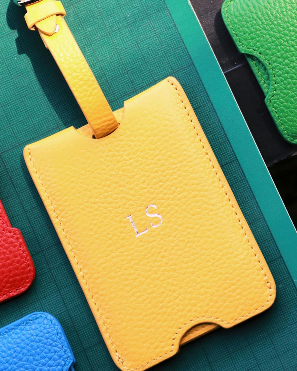 Leather Luggage Tag | Yellow Silver