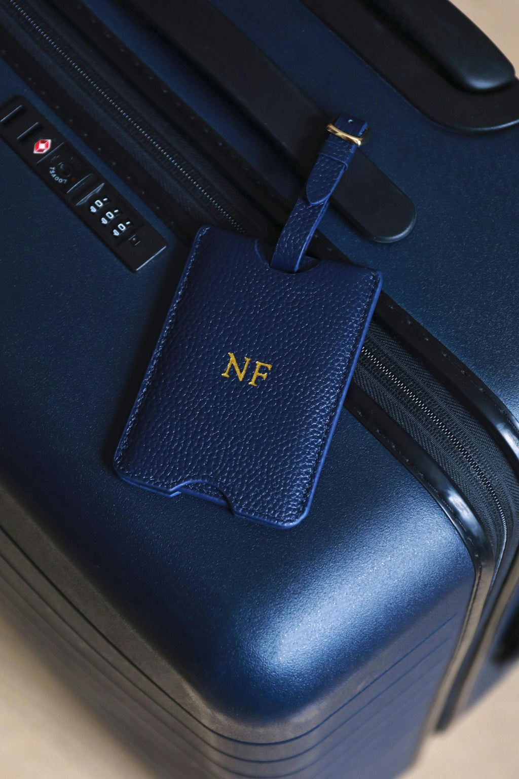 Leather Luggage Tag | Navy Gold