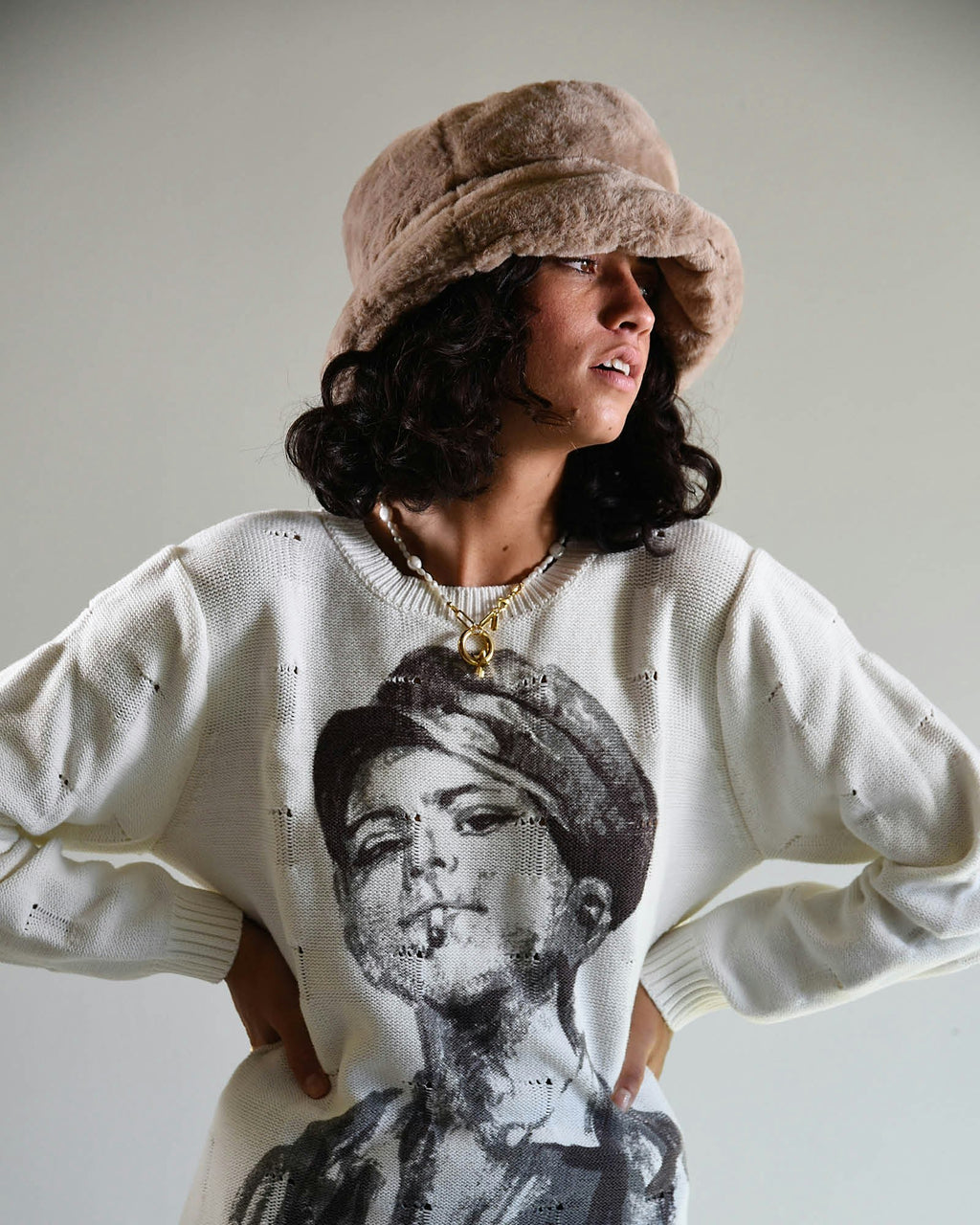 The Cosmic Girl Bucket Hat – Tan Faux Fur | Unisex Winter Hat