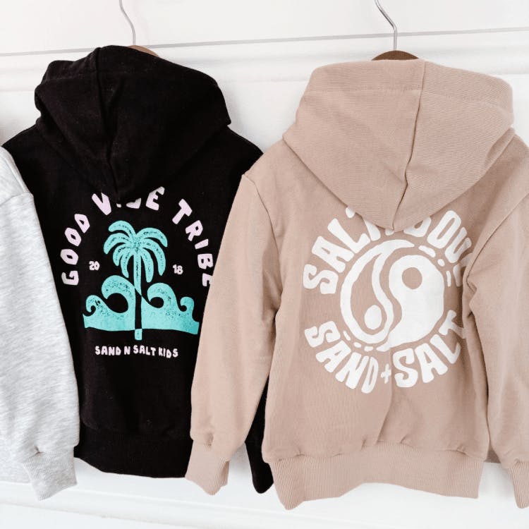 Good Vibe Tribe Black Kids Hooded Jumper