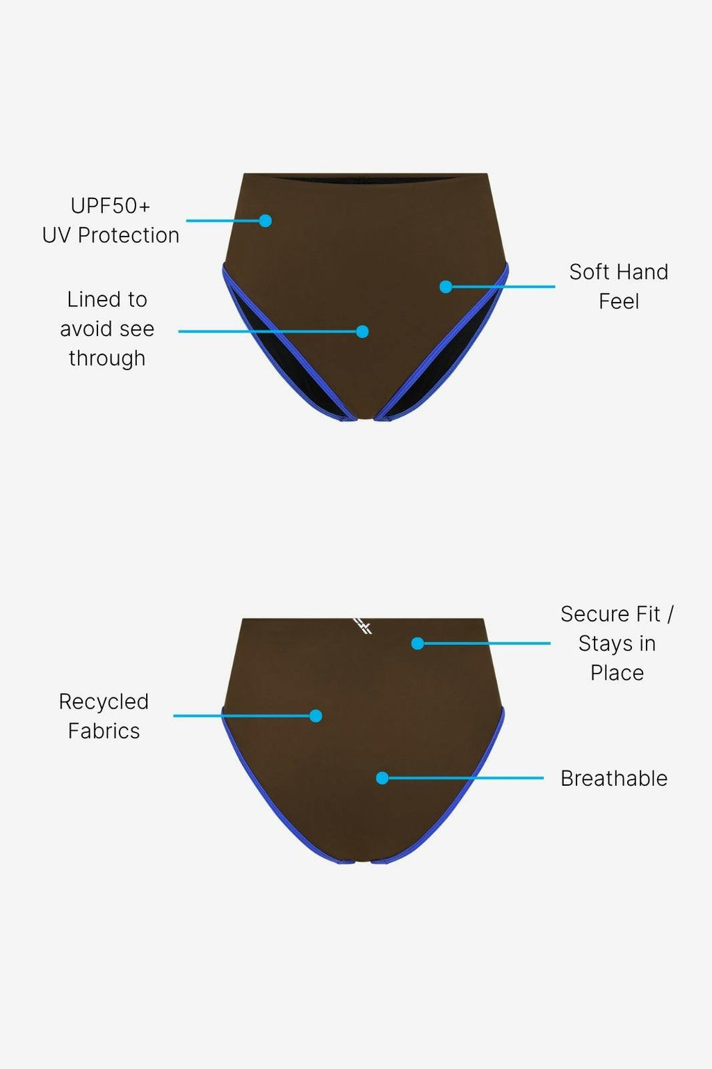 Bikini Bottom High Waist ― Coffee / Blue