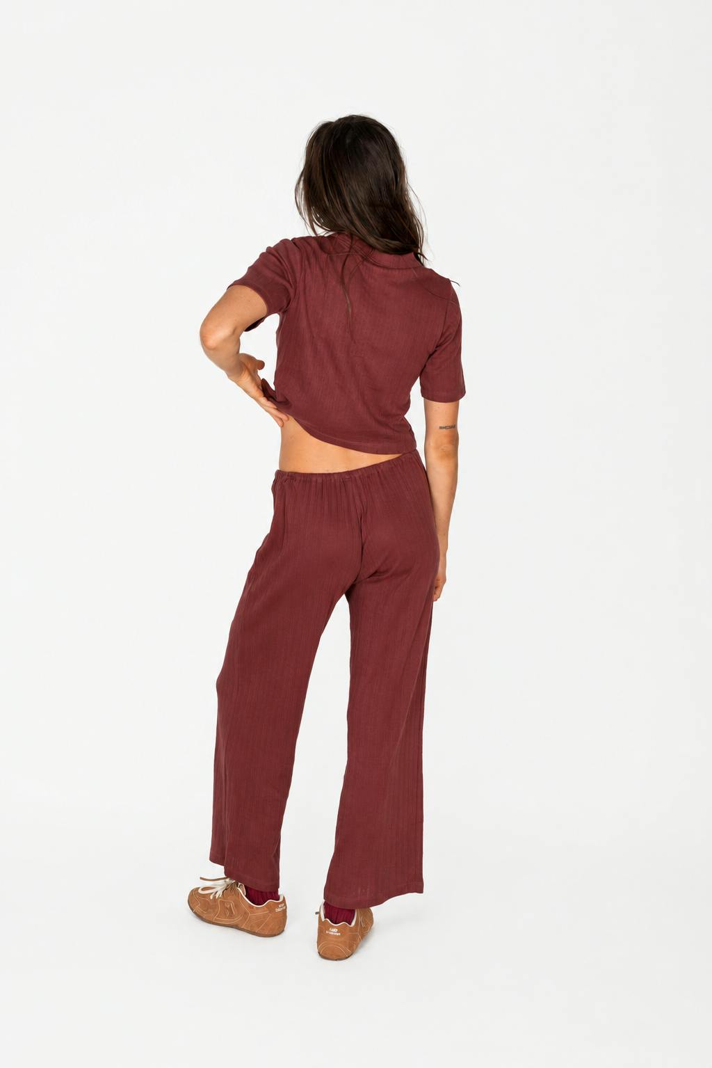 Beach Pj Pointelle Pants in Burgundy