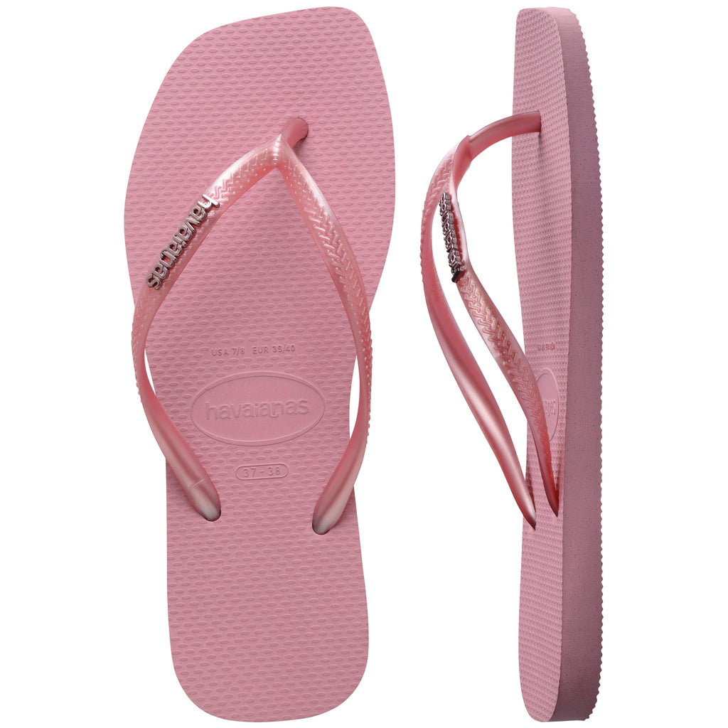 Slim Square Metal Logo Thongs
