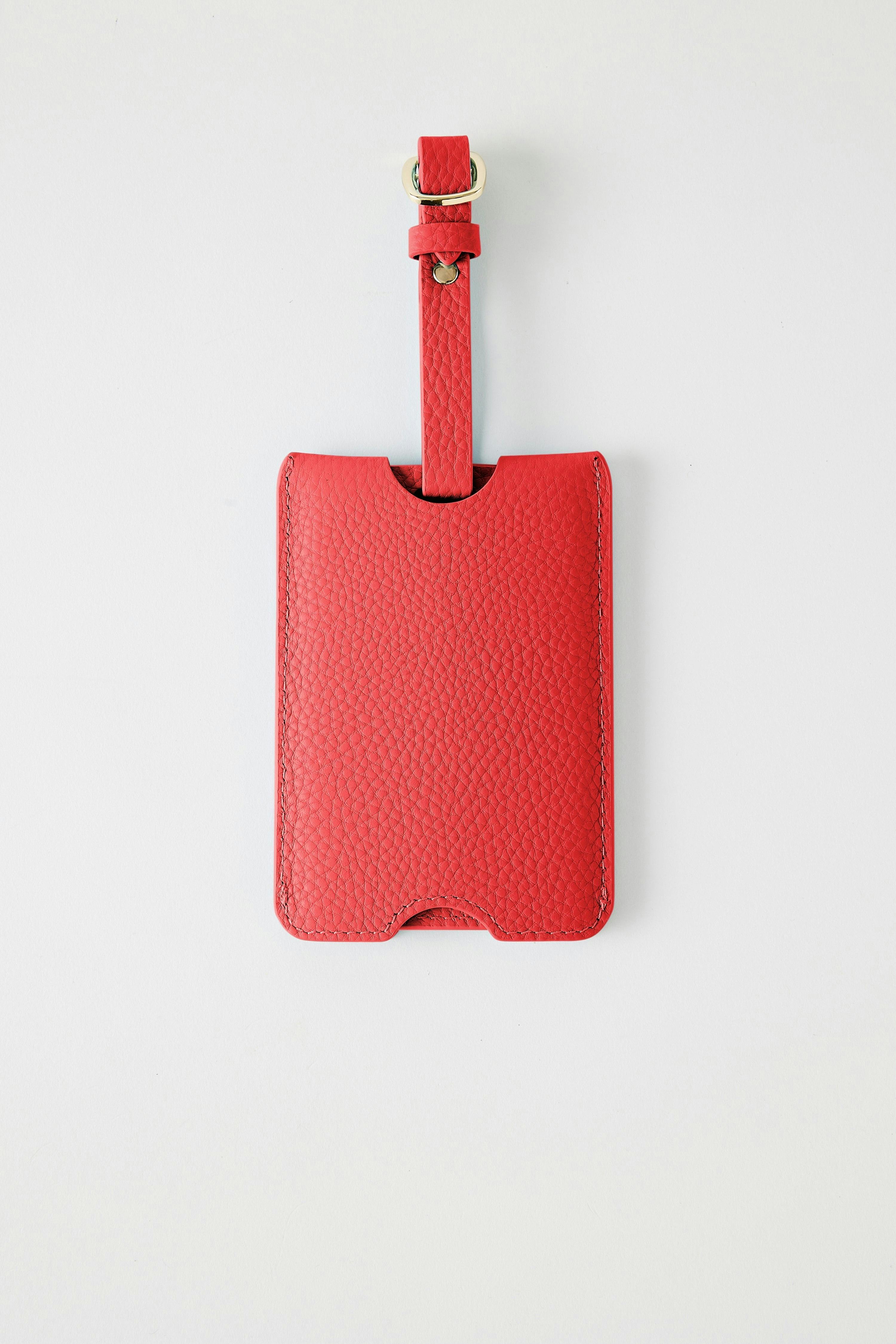 Leather Luggage Tag | Red Gold