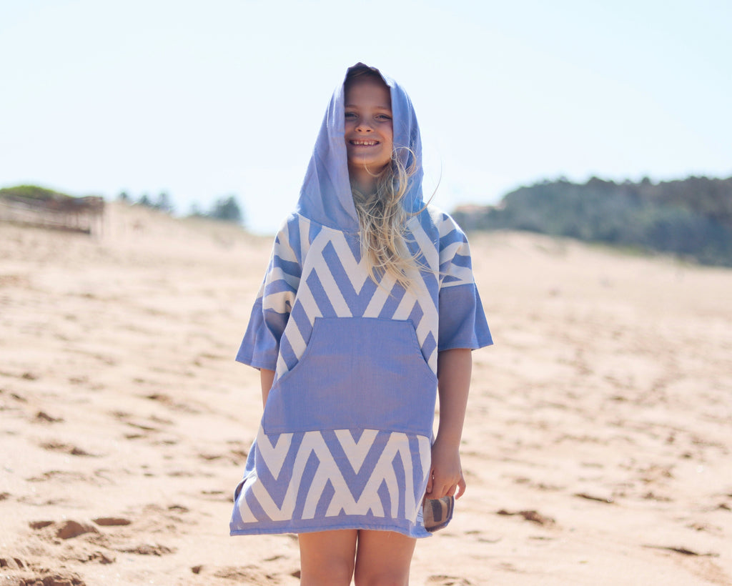 Zig Zag Blue Kids Poncho