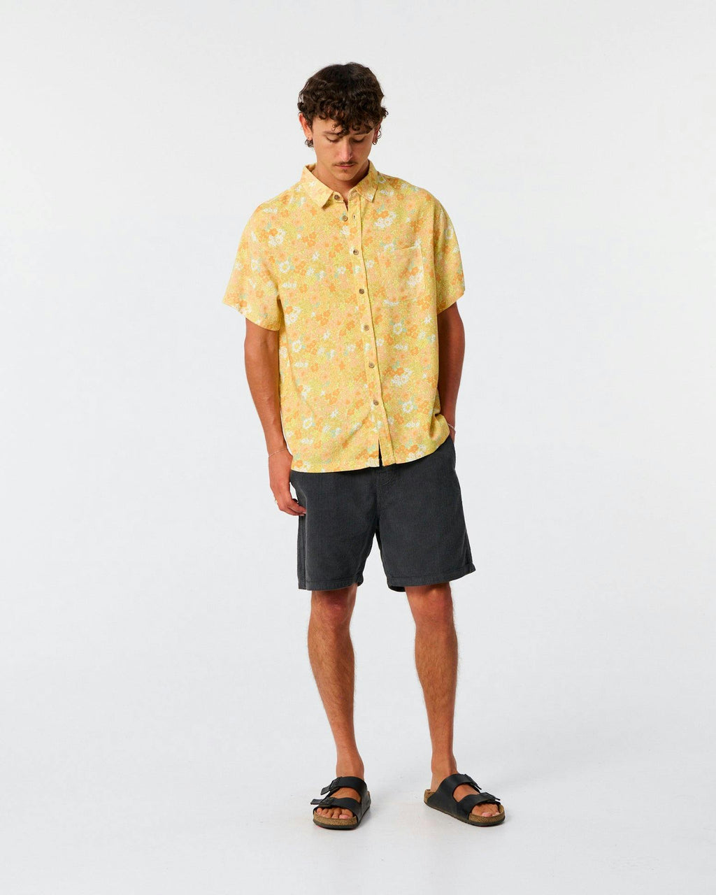 Hazed Floral Linen Shirt - Sunflower