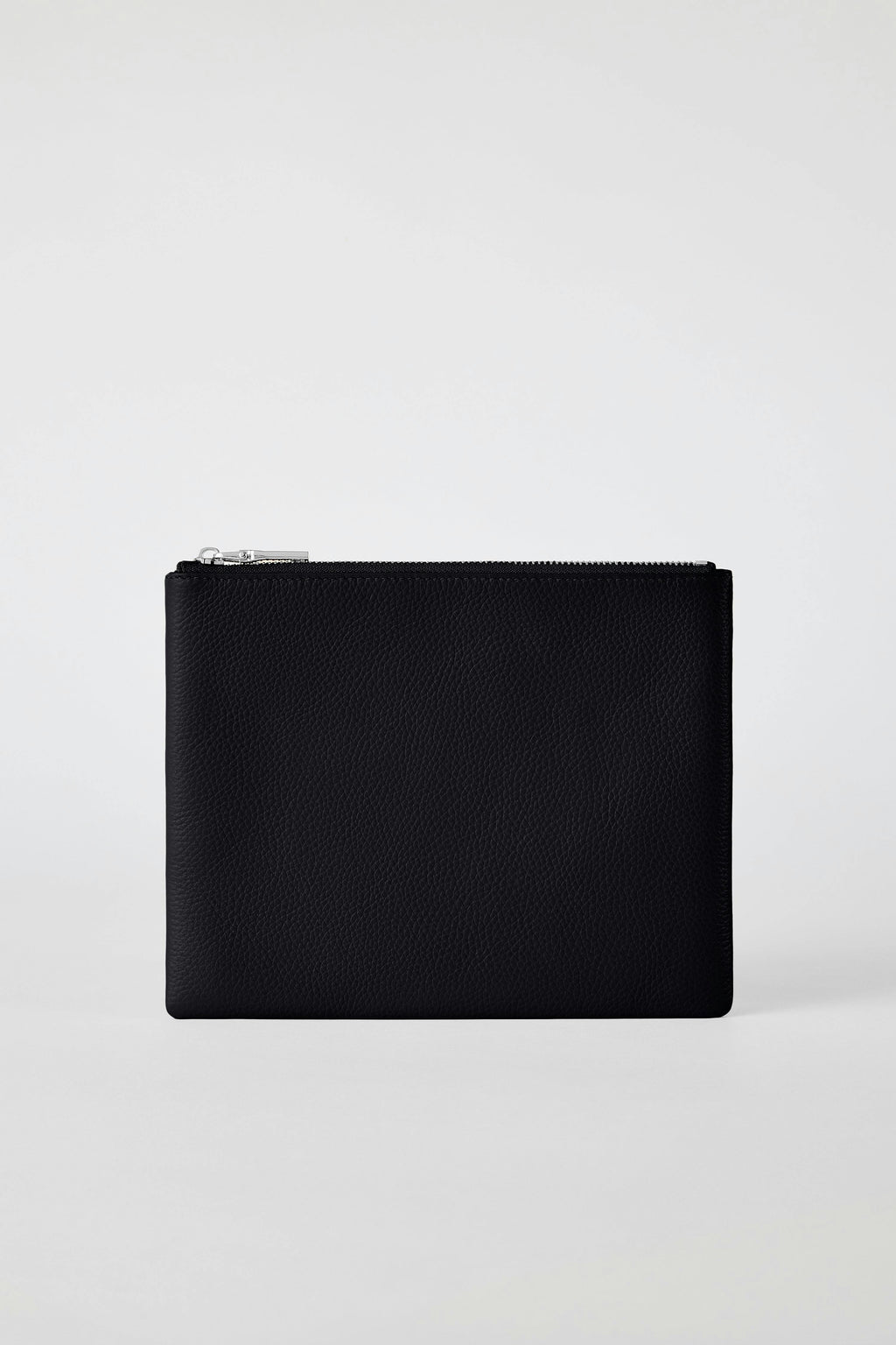 Classic Leather Clutch | Black Silver
