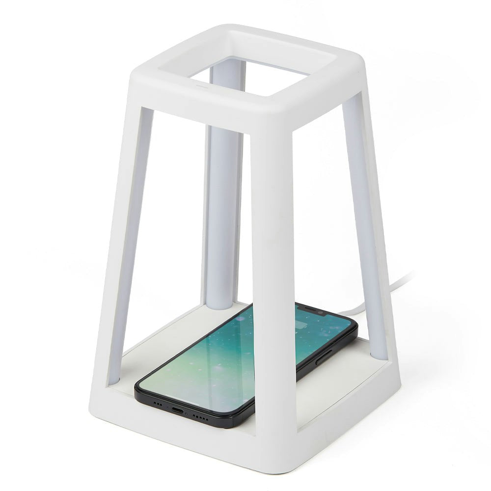 Lexon Lantern Portable Lamp With Built-In Wireless Charger - White