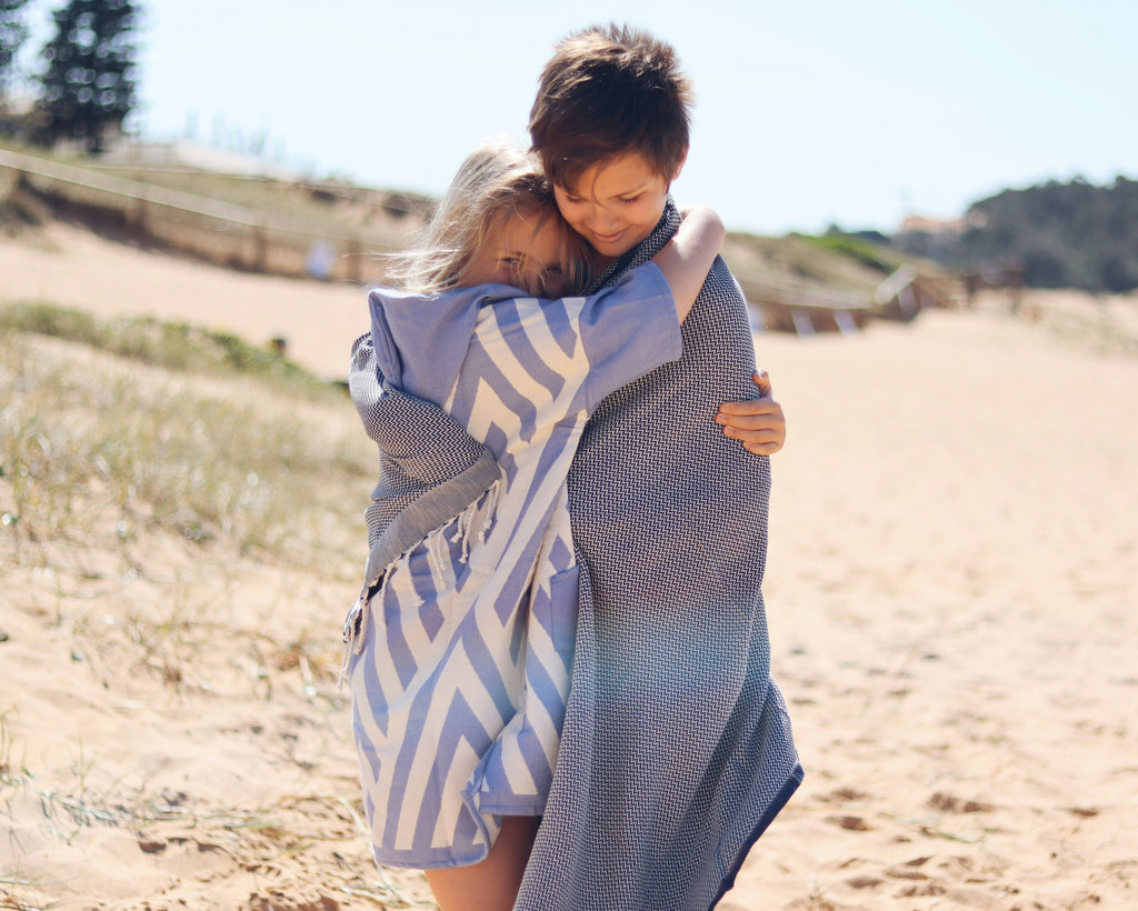 Zig Zag Blue Kids Poncho