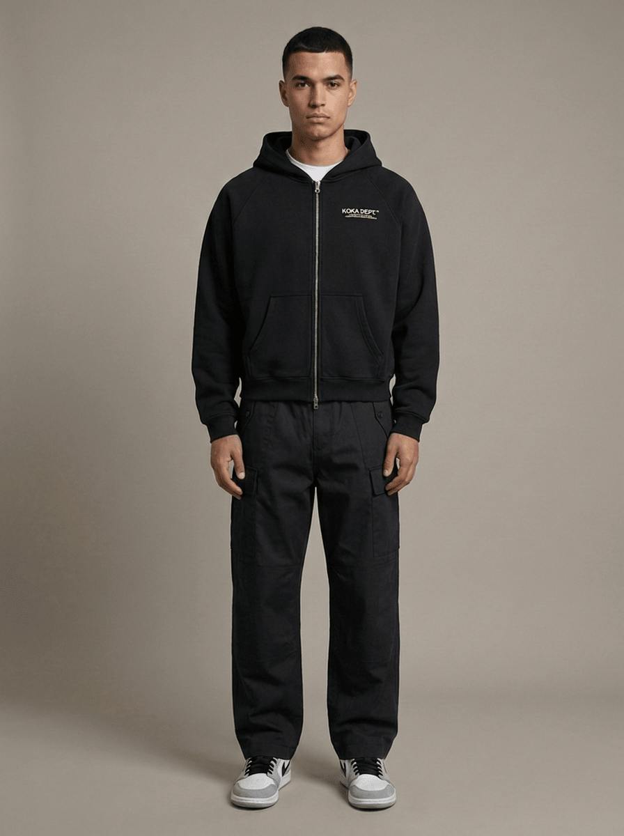 Core Zip Up Hoodie - Black