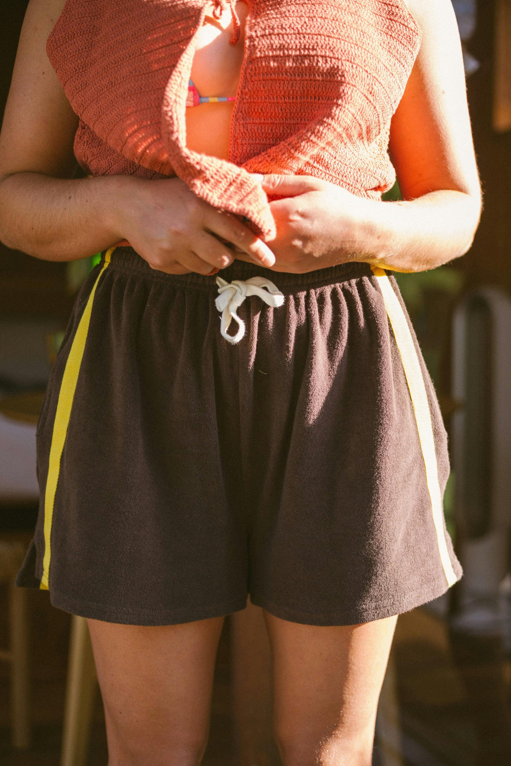 Terry Towelling Shorts in Chocolate Mango