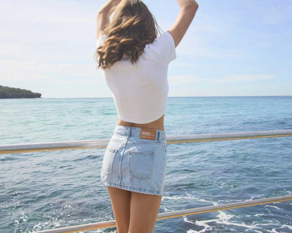 Ziggy Mid Skirt - Stream Light Worn