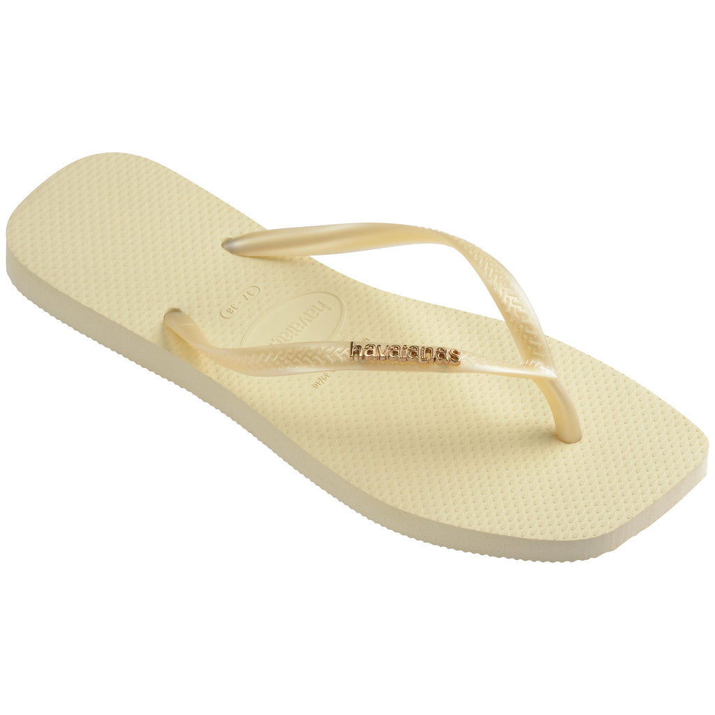Slim Square Metal Logo Thongs